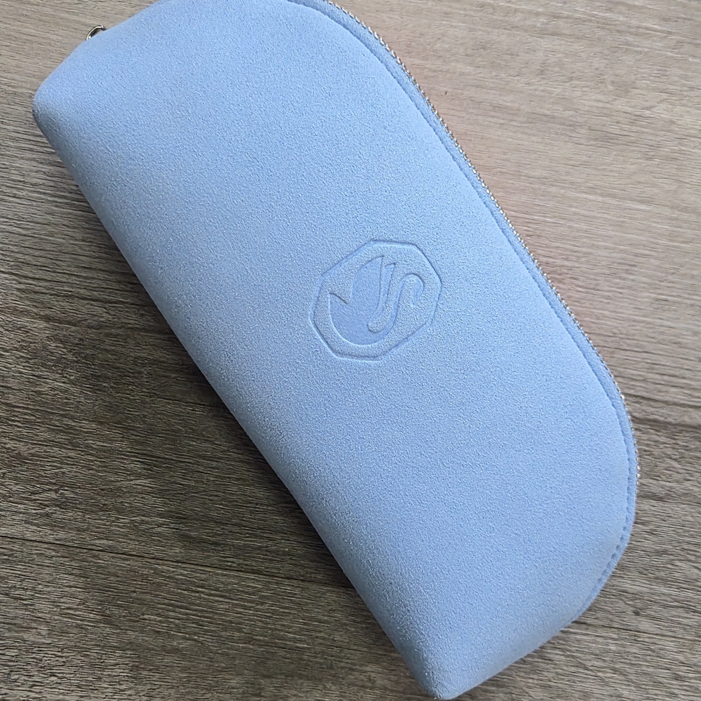 SWAROSKI JEWERLY/ MAKE UP BAG Light Blue Suede Pouch